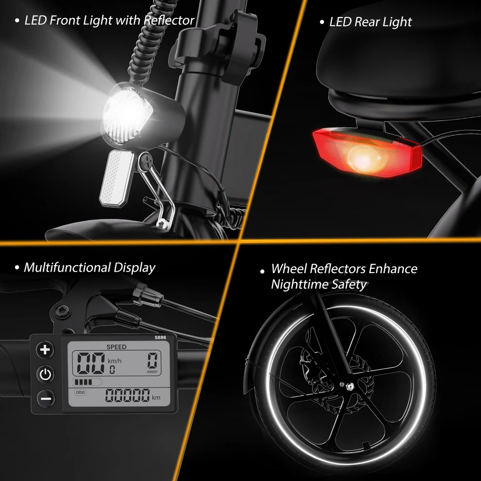 Hitway BK5S 90KM Folding E Bike 36V 10.4Ah 250W 16×2.125 Inch Tire